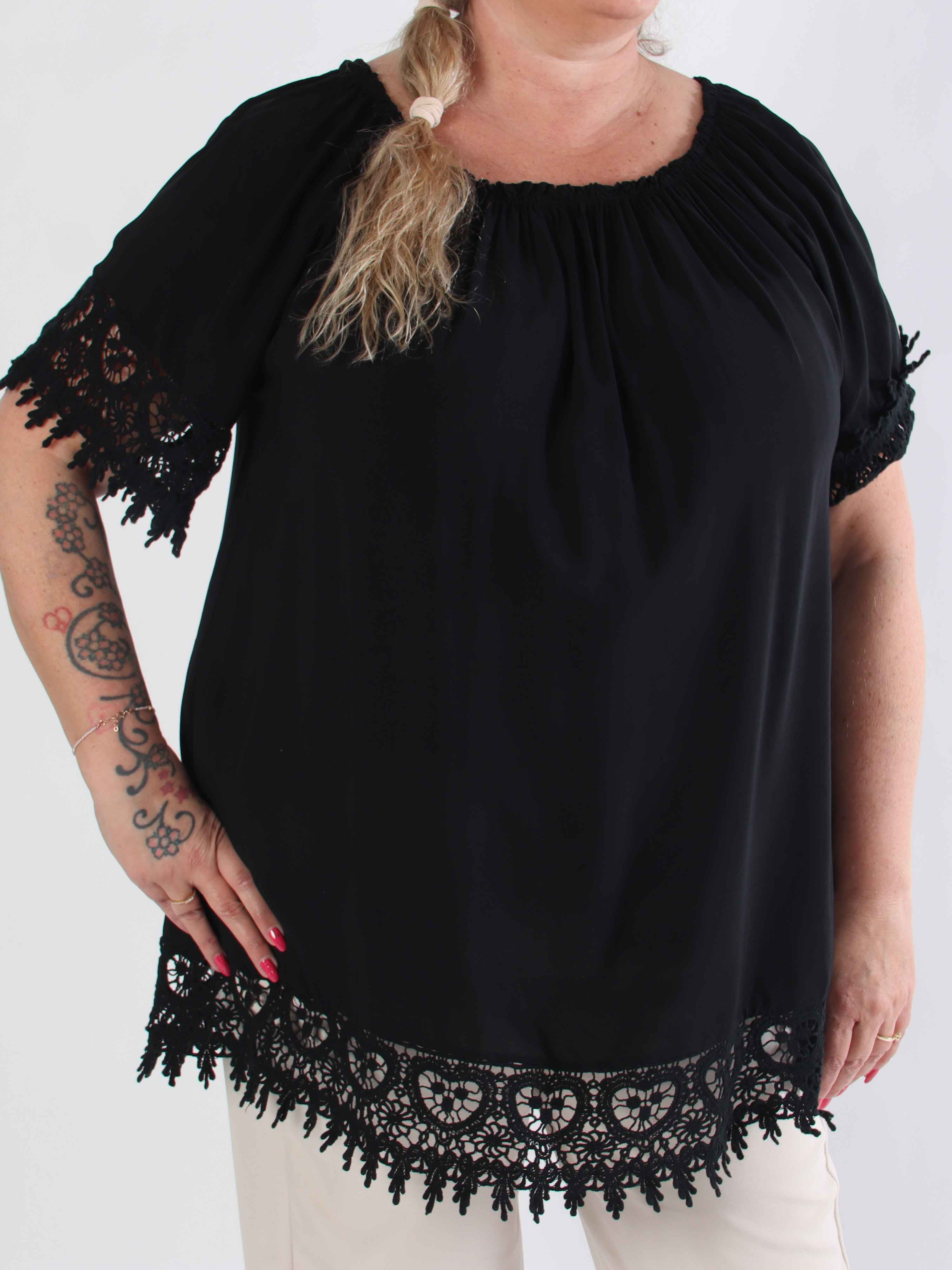 Carnelia - Plus size tunikakjole i viskose med broderet kanter